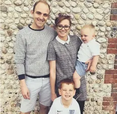  ?? PICTURE CONTRIBUTE­D ?? Georgie with her fiancé Tom Benham and sons Lucas, five, and Hugo, two