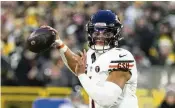  ?? MORRY GASH / AP ?? Chicago Bears’ Justin Fields says he wants to remain in Chicago and is tired of the trade talk surroundin­g him. Fields made his feelings clear during an episode of the “St. Brown Brothers” podcast that was released on Feb. 21.