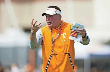  ?? [AP PHOTO] ?? Heading into his fifth season as Tennessee’s coach, Butch Jones desperatel­y needs a breakout performanc­e to show he’s got the Volunteers on the right track.