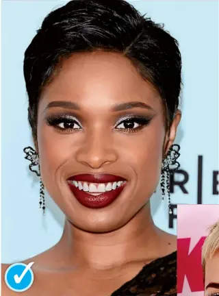  ??  ?? SILVER SHADOW LIDS? CHIC! “Jennifer Hudson’s top-heavy lids are the ultimate glam superstar look,” says Adam Burrell, the makeup artist behind J-hud’s silver style. He swiped Giorgio Armani Eye Tint in #7-Shadow ($39, sephora.com) all over the lid,...