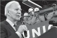  ?? Kenny Holston/new York Times ?? Will President Joe Biden run for re-election? The answer seems self-evident. Here, he talks about his economic agenda in Wisconsin last week.