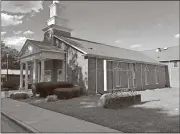  ?? Josh O’Bryant / Walker County Messenger ?? The doors have been locked and the sign taken down at Fellowship Baptist Church in Chickamaug­a.