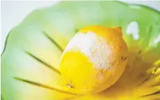  ?? FOTO: CATHERINE WAIBEL/DPA ?? Egal ob bio oder konvention­ell – wenn die Zitrone eine schimmelig­e Stelle hat, sollte die ganze Frucht in die Biotonne wandern.