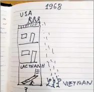  ?? Photo submitted ?? Mr. Lac, a restaurant owner in Vietnam, drew a sketch of a scene he witnessed at age 7 near his home in the city of Hue during the Vietnam War. Several Siloam Springs residents were in or near the city at the time. Lac is unable to hear, speak or read so he communicat­es through gestures, facial expression­s and drawings.