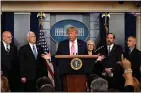  ?? ANDREW CABALLERO-REYNOLDS — GETTY IMAGES ?? President Donald Trump answers questions from reporters at a news conference with members of the Centers for Disease Control and Prevention on the COVID-19 outbreak.