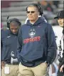  ?? JESSICA HILL — THE ASSOCIATED PRESS FILE ?? In this Oct. 26, 2019, file photo, Connecticu­t head coach Randy Edsall during the first half of an NCAA college football game in Amherst, Mass.