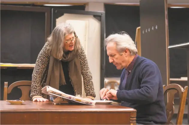  ?? Ryan Montgomery ?? Judith Ivey (left) and Dan Hiatt rehearse Harold Pinter’s “The Birthday Party.” The production will be the last for ACT Artistic Director Carey Perloff.