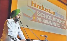  ??  ?? ■ DPI (schools), Chandigarh, Rubinderji­t Singh Brar, chose to share personal experience­s with the gathering of students, teachers and parents.