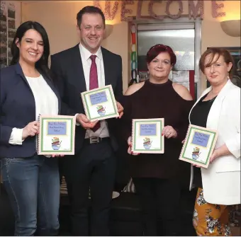  ??  ?? Laura Harrell, Thomas Byrne TD, Sarah Lynch and Joann McComish at the cookbook launch in Bellewstow­n NS.