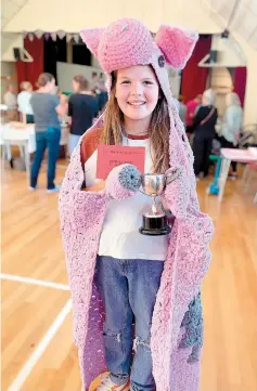  ?? ?? Skylar Wilkie, 11, won the Nick Hardy Trophy for her crocheted creation.