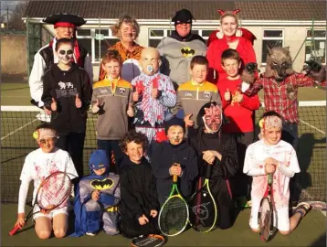  ??  ?? Participan­ts in the Gorey Tennis Club Junior tournament which had a Halloween fancy dress theme.