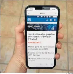 ?? V. VISIEDO ?? Web de inscripció­n para la Prueba de Evaluación para Acceso a la Universida­d.