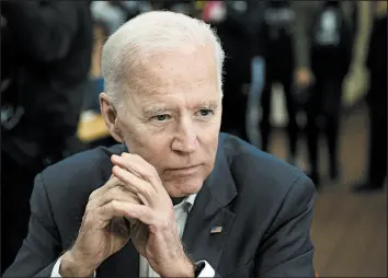  ?? JAE C. HONG/AP ?? A strong favorite for the 2020 Democratic presidenti­al nomination, Joe Biden has yet to receive the backing of those who helped Barack Obama twice win the White House.