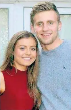  ??  ?? Daniel Dunmill, pictured with girlfriend Brooke Tudor, collapsed and died at his family home in Wateringbu­ry