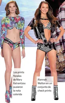  ??  ?? Los prints florales de Mary Katrantzou pusieron la nota colorida Alannah Walton en un conjunto de check prints