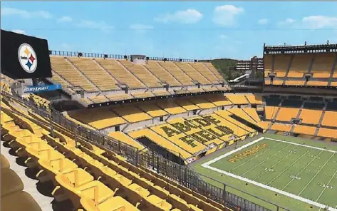  ?? Pittsburgh Steelers ?? The Steelers are seeking approval from the city zoning board of adjustment to spell out Heinz Field or another name in the seats in the lower bowl at the north end of the stadium.