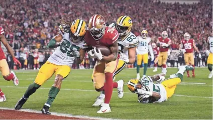  ?? ASSOCIATED PRESS ?? 49ers running back Raheem Mostert shredded Mike Pettine’s Green Bay defense for 220 yards and four touchdowns in the NFC championsh­ip game on Jan. 19.