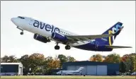  ?? Arnold Gold / Hearst Connecticu­t Media file photo ?? An Avelo Airlines flight departs from Tweed New Haven Regional Airport to Orlando. Connecticu­t’s up-and-down efforts to attract new airline destinatio­ns brought triumphs in 2022. Upstart, discount airlines led the charge at Bradley Internatio­nal and at Tweed New Haven airports.