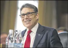  ?? AL DRAGO / THE NEW YORK TIMES ?? Rick Perry, the former Texas governor, was confirmed as the new head of the Department of Energy, an agency he had once pledged to eliminate.