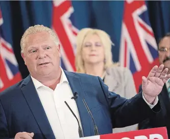  ?? GEOFF ROBINS
THE CANADIAN PRESS ?? Ontario Progressiv­e Conservati­ve leader Doug Ford speaks during a press conference in London, Thursday.