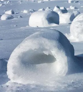  ?? THE DERRICK/ JERRY SOWDEN / THE ASSOCIATED PRESS ?? Snow rollers are like fine glassware and they normally don’t survive much beyond hours.