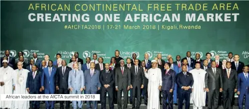  ?? ?? African leaders at the AfCTA summit in 2018