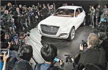  ?? HYUNDAI ?? Hyundai’s luxury Genesis brand unveiled the GV80 Concept, a plug-in fuel-cell vehicle. The GV80 would be powered by hydrogen and stored electricit­y.