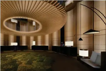  ??  ?? The reception desk will be decked with elements of natural timber, and the carpet will emulate green moss