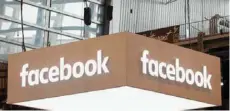  ?? — Reuters ?? The logo of Facebook is pictured during the Viva Tech start-up and technology summit in Paris, France.