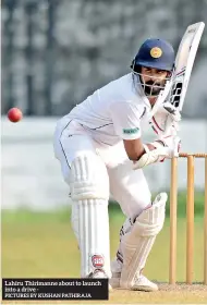  ?? PICTURES BY KUSHAN PATHIRAJA ?? Lahiru Thirimanne about to launch into a drive -