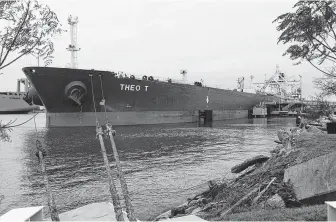  ?? NuStar Energy LP ?? U.S. oil exports along most of the Texas Gulf Coast eclipsed imports for the first time ever in April as growing U.S. oil production poured onto global markets. In 2015, the Theo T crude oil tanker in Corpus Christi was the first to be loaded with U.S. crude oil for export markets.