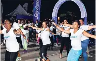  ??  ?? Paticipant­s working up a sweat at the launch of the Build a Better Body 60-Day Challenge with Soyfresh at Emancipati­on Park last Thursday.