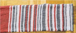  ?? SARA WEBER THE NEW YORK TIMES ?? Claudia Weber varied the colours in her 1.2-metre “Bahn-Verspatung­sschal,” or “rail delay scarf.”