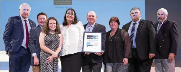  ?? PHOTOS: MIRAPOSA IMAGES ?? ABILITY CELEBRATED: Congratula­ting the winner of the inaugural Judy Antonio Memorial Award, Withcott Seedlings, are (from left) Toowoomba Regional Council Mayor Paul Antonio, Morgan Hindle, Abby Hindle, Anita Hindle, Mike Hindle, sponsor Maureen Burke,...