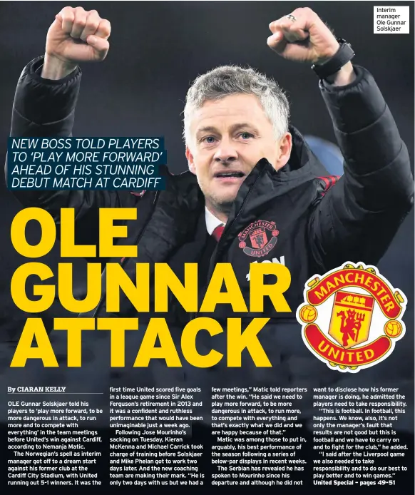  ??  ?? Interim manager Ole Gunnar Solskjaer