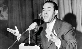  ?? Photograph: ?? Mehdi ben Barka giving a press conference in Casablanca in January 1959.