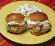  ?? PHOTO BY LINDA GASSENHEIM­ER/TNS ?? Serve shrimp sliders with deli potato salad.