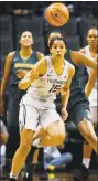  ?? Timothy J. Gonzelez / Associated Press ?? UConn’s Gabby Williams chases after a loose ball in the second half of a game against Michigan State during the Phil Knight Invitation­al tournament in Eugene, Ore., Saturday.