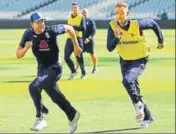  ?? REUTERS ?? England's Dawid Malan (left) and Stuart Broad at nets.