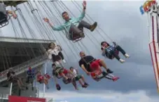  ?? VJOSA ISAI/TORONTO STAR ?? The swings, a CNE midway classic, lets you soar high for six tickets.