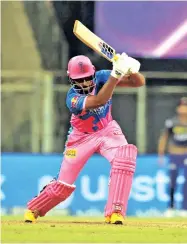  ??  ?? RR captain Sanju Samson held one end up during the chase