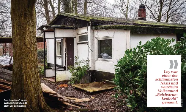  ??  ?? Das „Ley-Haus“an der Walddörfer­straße 249 steht vor dem Abriss.