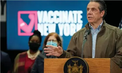  ??  ?? The New York governor, Andrew Cuomo, visits mass vaccinatio­n site in Queens on 24 February 2021. Photograph: Reuters