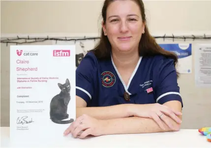  ?? TERRY MCNAMARA ?? Veterinary nurse Claire Shepherd has been shortliste­d for a top industry award