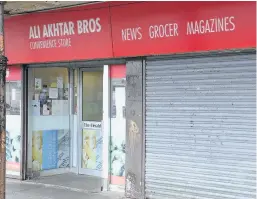  ??  ?? Robbery attempt Sam Akhtar was confronted at his shop in Calderwood