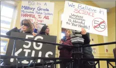  ?? Ned Gerard / Hearst Connecticu­t Media ?? Protesters voice opposition to 5G mobile services in Norwalk.