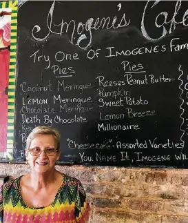  ?? Joe Holley / Houston Chronicle ?? Imogene Newman opened Imogene’s Cafe in 2010 and works 80 hours a week baking her own bread and pies and serving breakfast, lunch and dinner.
