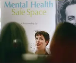  ?? JOHN RENNISON,, THE HAMILTON SPECTATOR ?? Amanda Pepin talks about her struggles with her mental health at the launch of the Mental Health Safe Space project Wednesday. It is a “step in the right direction.”