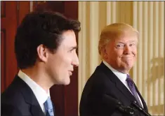  ?? CP PHOTO SEAN KILPATRICK ?? Prime Minister Justin Trudeau and U.S. President Donald Trump take part in a joint press conference at the White House in Washington, D.C., on Feb. 13.