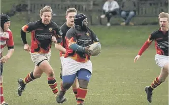  ??  ?? Sunderland second go on the charge in their County Cup win over Stockton thirds